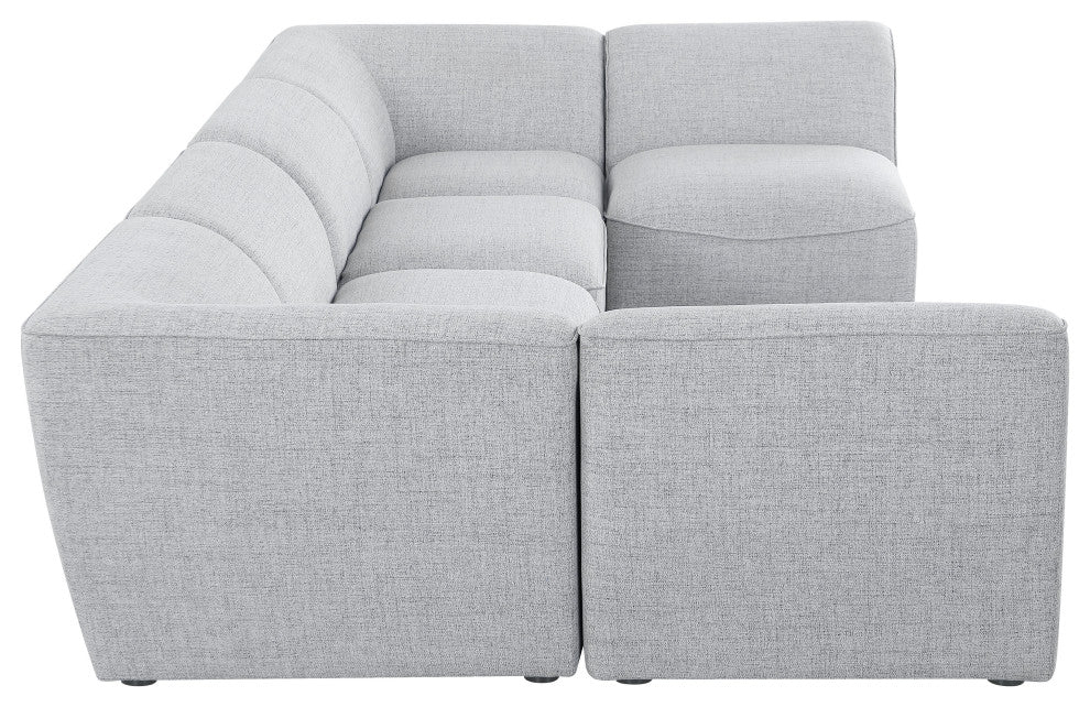 Miramar Linen Textured Fabric  6-Piece Modular U-Shaped Sectional, Grey