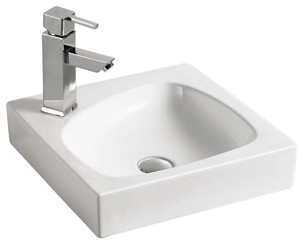 ELANTI EC1604 Porcelain Pebble Shaped Basin Square Frame Sink