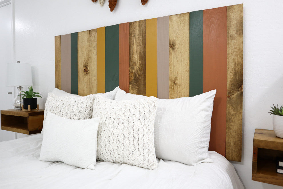 Handcrafted Headboard, Leaner Style, Earth Tone Mix, Queen