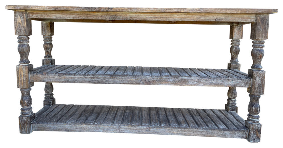 Traditional Planked Sofa Table, Brown