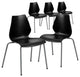 5 Pack Stackable Chair, Multipurpose Design, Plastic Seat & Curved Back, Black