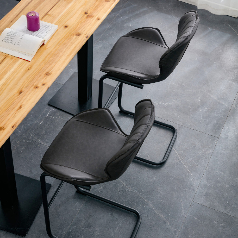 Modern PU 4 Bar chairs with Metal Legs for Dining,kitchen and Bar, Dark Brown