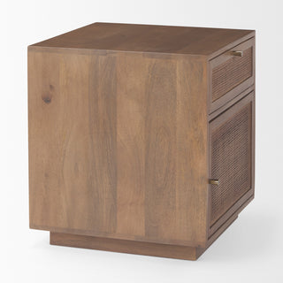 Grier 19.0Lx19.0Wx21.0H Medium Brown Wood and Cane Accent Table