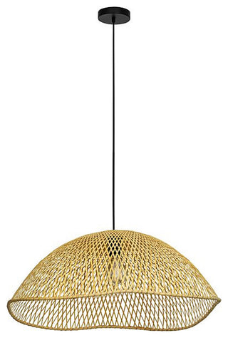 Sambucona 1-Light Pendant, Matte Black Finish, Natural Color Wicker Shade