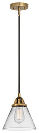Large Cone Mini Pendant, Black Antique Brass, Clear, Clear