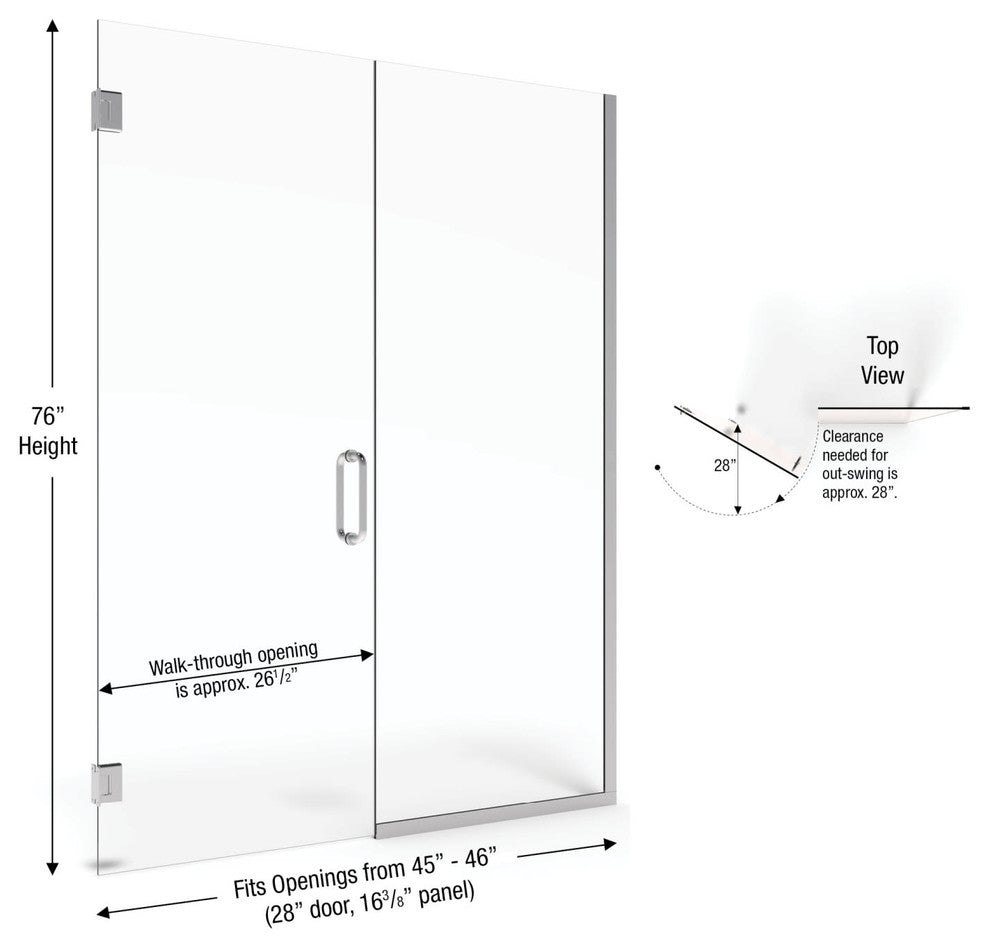 Basco CELA-935-46-76CL Celesta 76"H x 46"W Pivot Frameless Shower - Brushed