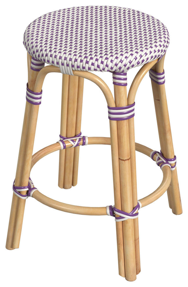 Tobias Rattan Counter Stool, Purple