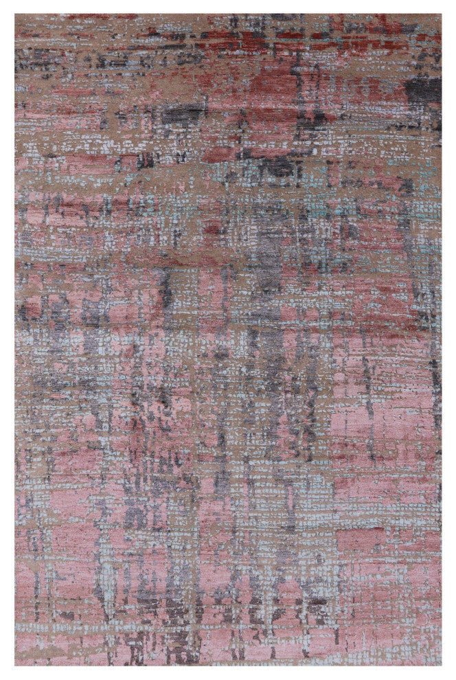 Wool and Silk Abstract Hand Knotted Rug 5' 10" X 9' 1" Q11808