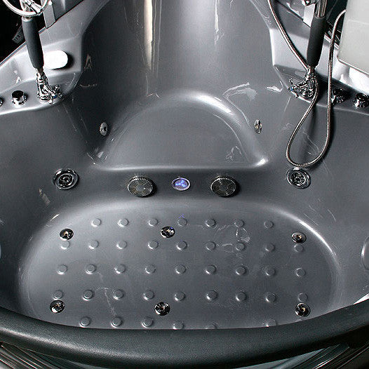 Valencia Steam Shower w/ Heated Massage Bathtub Whirlpool Hot Tub Sauna, Grey