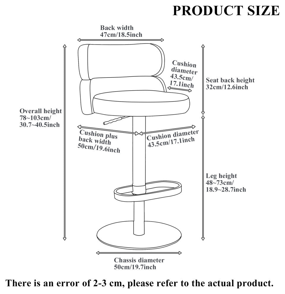 LUXMOD Velvet Counter Bar stool with Height Adjustable and Swivel, Grey