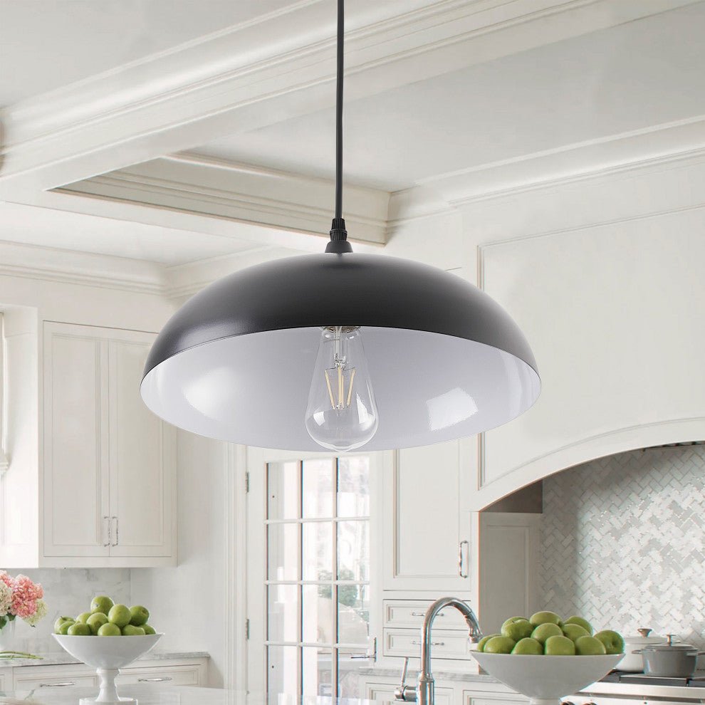 Modern 1-Light Hanging Lamp Fixture With Metal Shade
