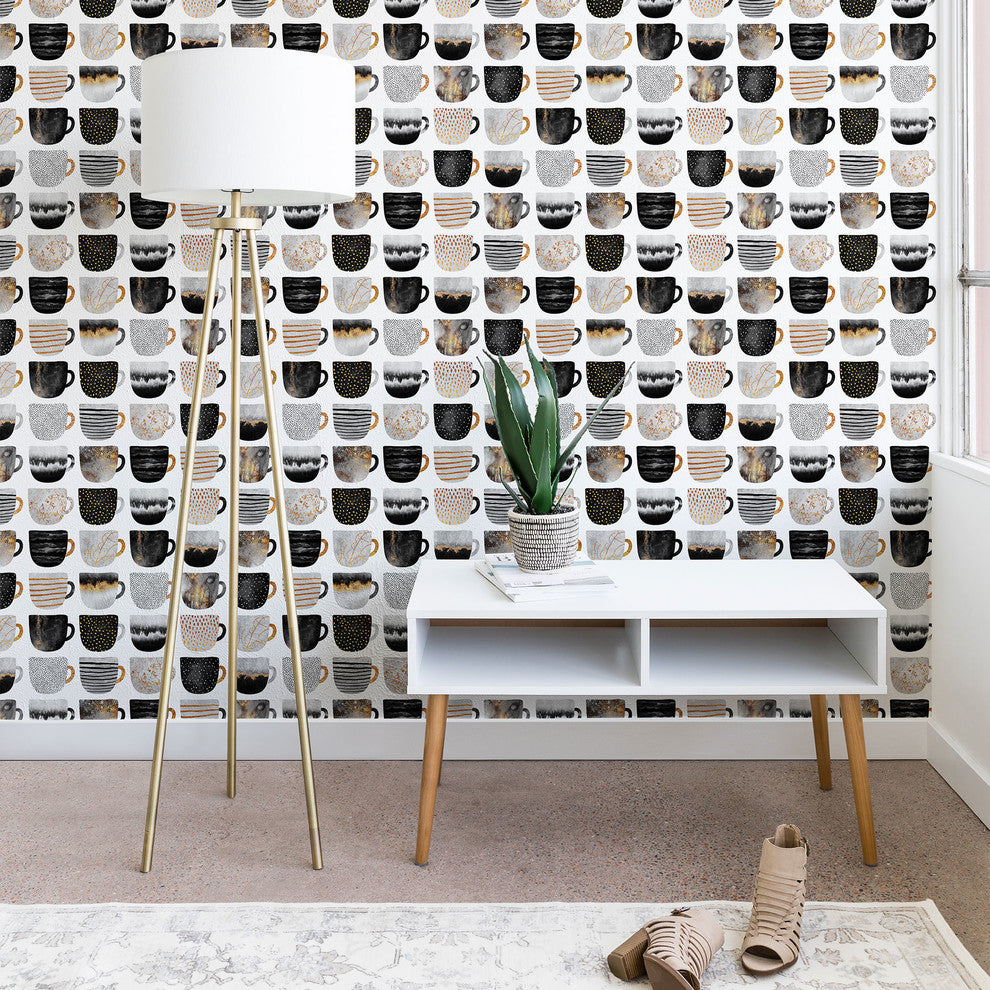 Deny Designs Elisabeth Fredriksson Pretty Coffee Cup Wallpaper, White, 2'x4'