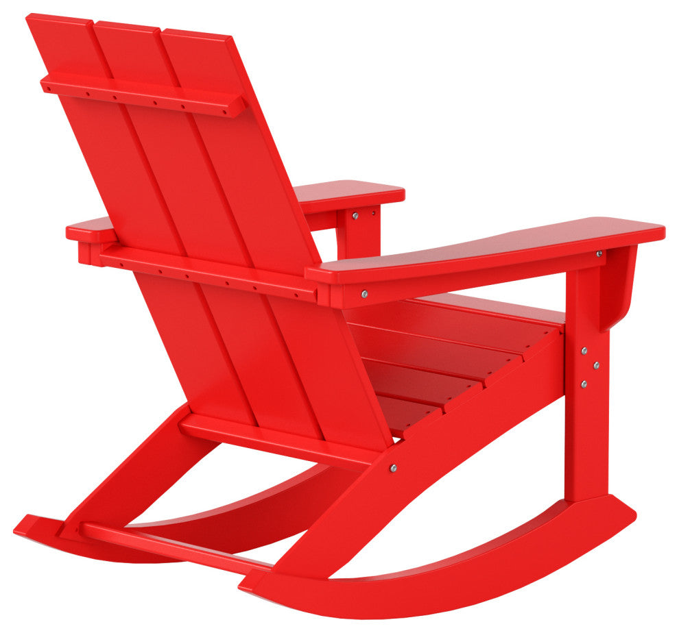 WestinTrends Set of 2 Modern Adirondack Outdoor Rocking Chairs, Red