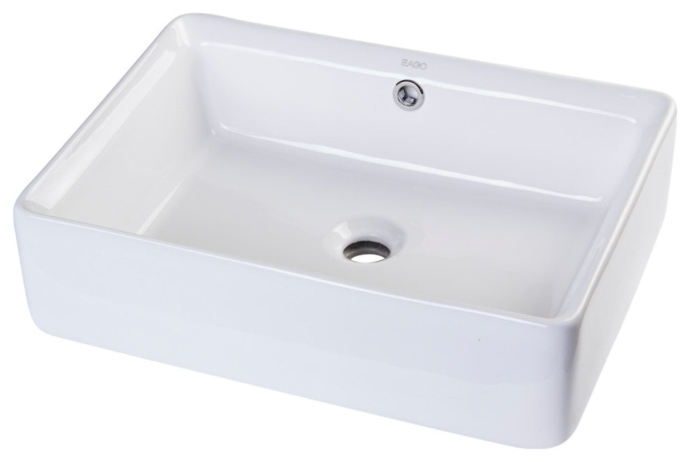 EAGO BA131 20" White Rectangular Porcelain Bathroom Sink with Overflow