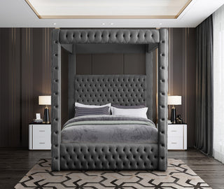 Royal Velvet Upholstered Bed, Grey, King