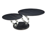 Motion Coffee Table With Ceramic Top and Stainless Steel Base, Black