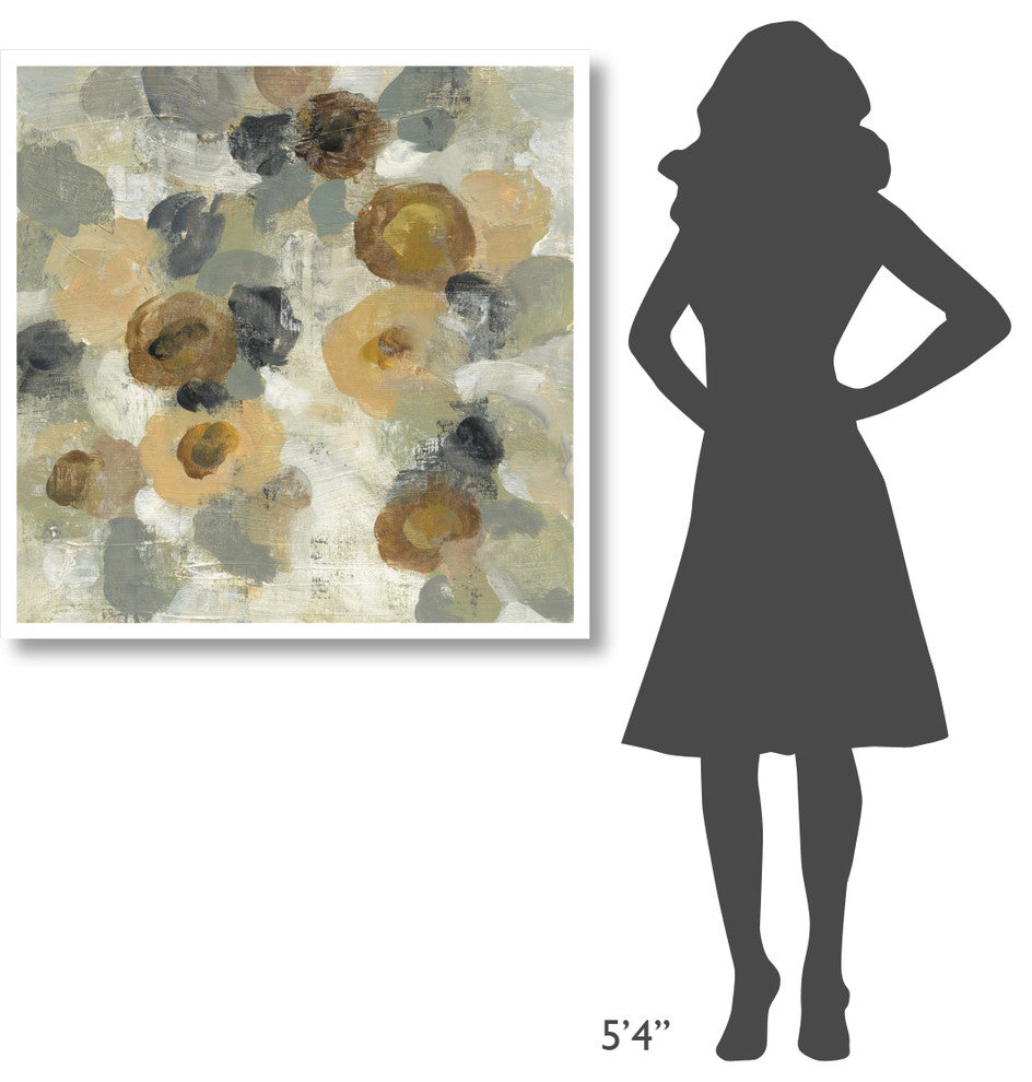 "Neutral Floral III" Digital Paper Print by Silvia Vassileva, 38"x38"