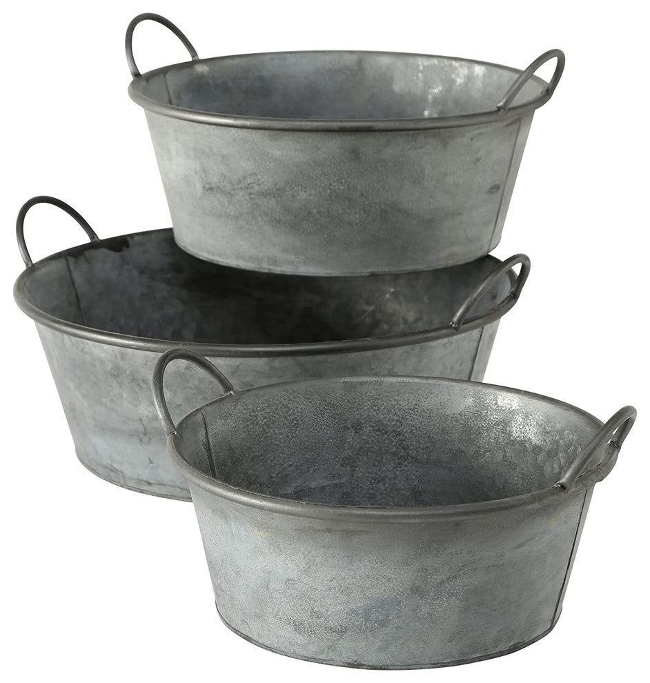 3 Piece Farmhouse Grey Zinc Planters