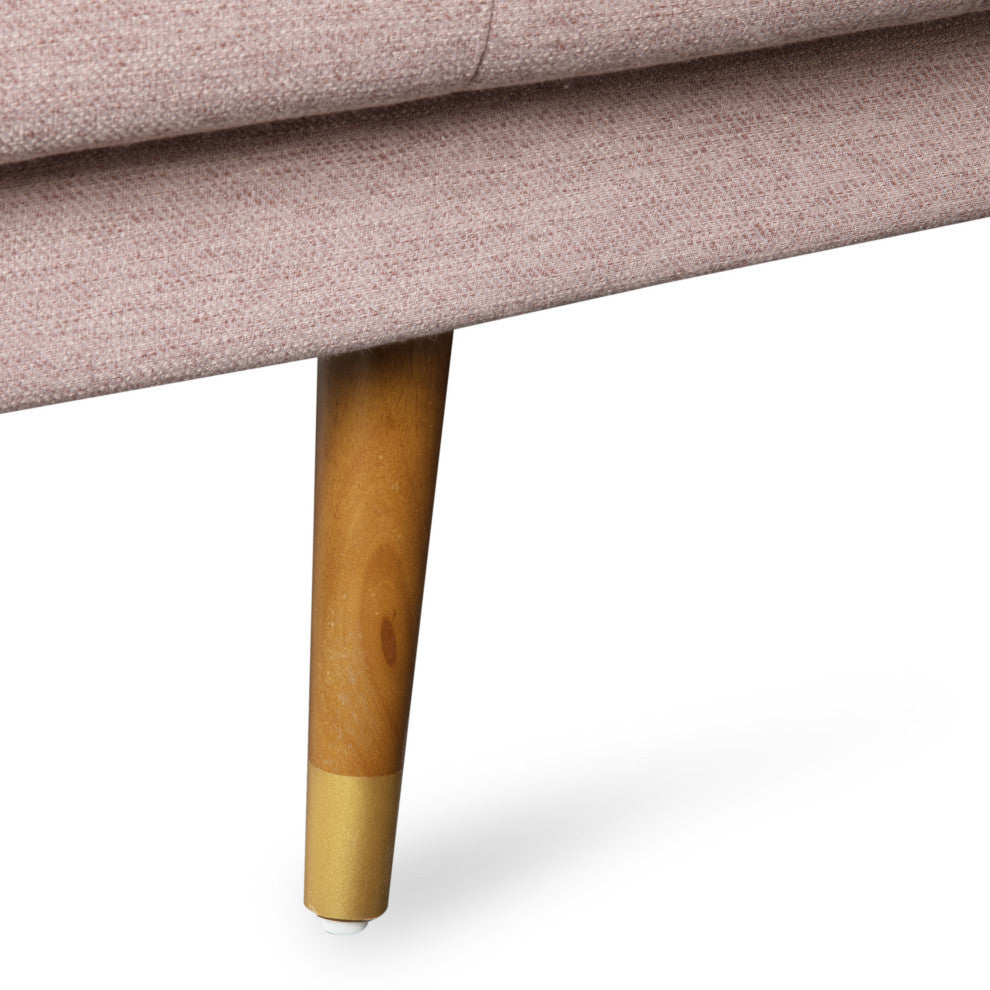 GDF Studio Aidan Mid-Century Modern Tufted Fabric Sofa, Light Blush/Dark Walnut