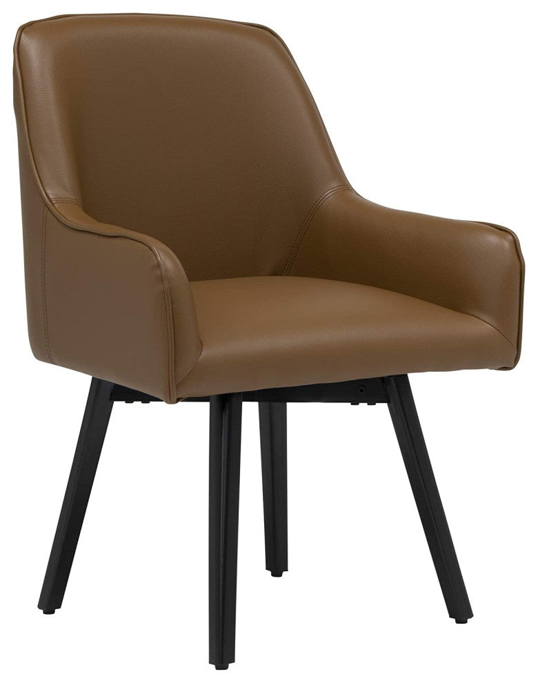 Multifunctional Dining Chair, Comfortable Swivel Seat, Caramel/Bonded Leather