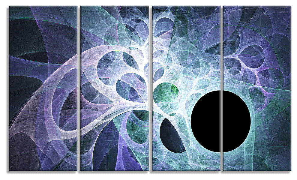 Light Blue Fractal Angel Wings, Abstract Wall Art Canvas, 48"x28", 4 Panels