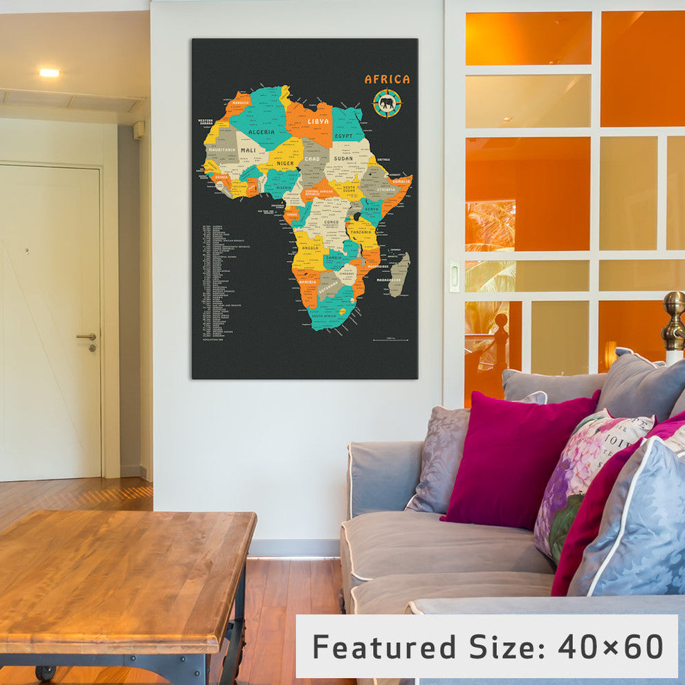 "Africa Map" by Jazzberry Blue, 40x26x1.5