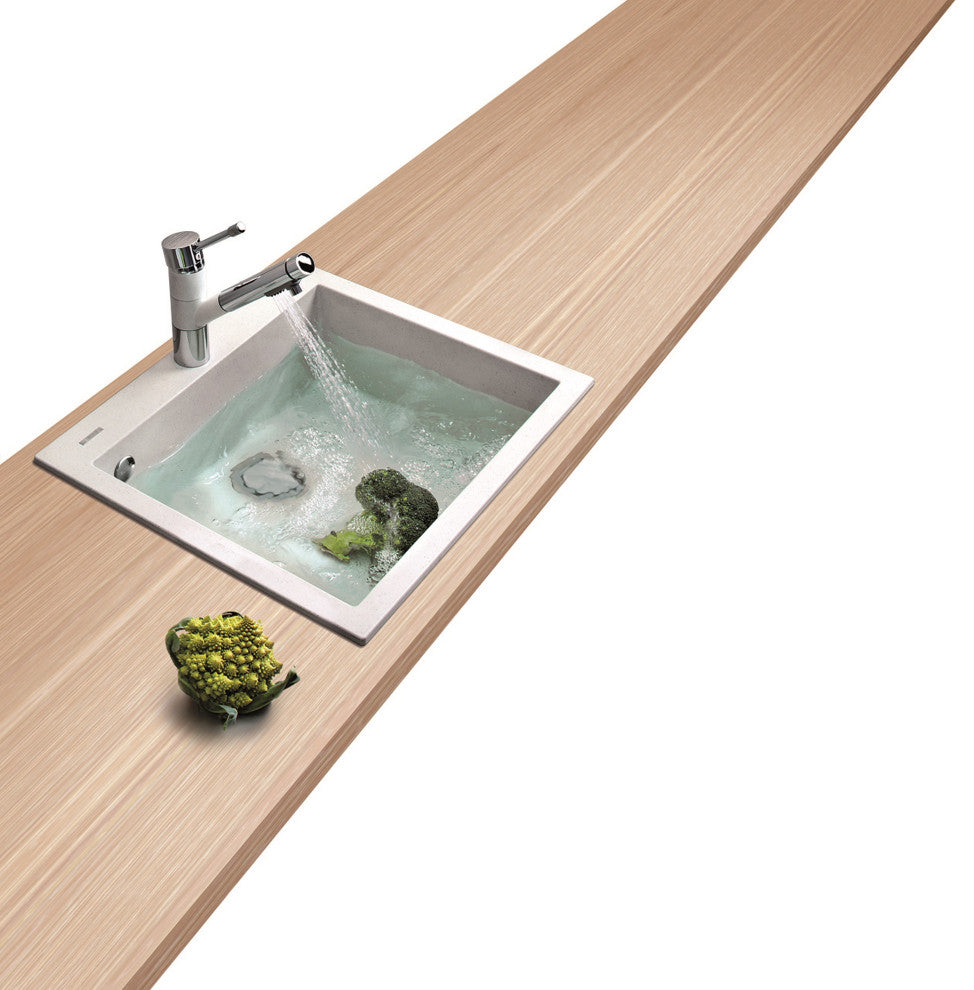 One Series 23" Drop-In Single-Bowl Granite Sink, Titanium