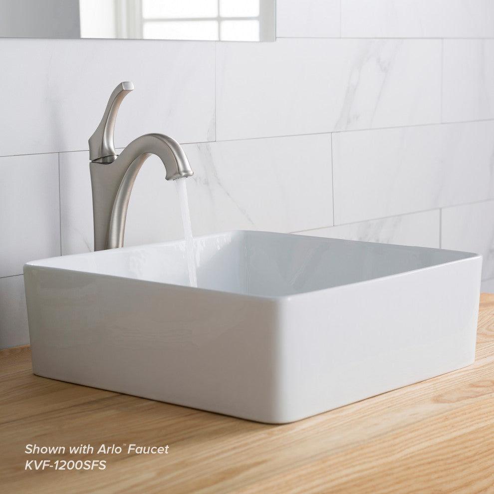 Viva Ceramic Square Vessel Bathroom Sink, White