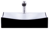 Rectangular Black/White Porcelain Vessel Sink and Faucet Set, Brushed Nickel