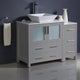 Torino Modern Bathroom Cabinets With Top and Vessel Sink, Gray, 42"