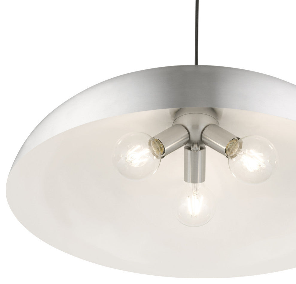 Amador 3 Light Brushed Aluminum With Polished Chrome Accents Large Pendant