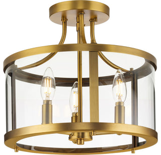 Gilliam Collection 13" Three-Light Vintage Brass Semi-Flush Mount