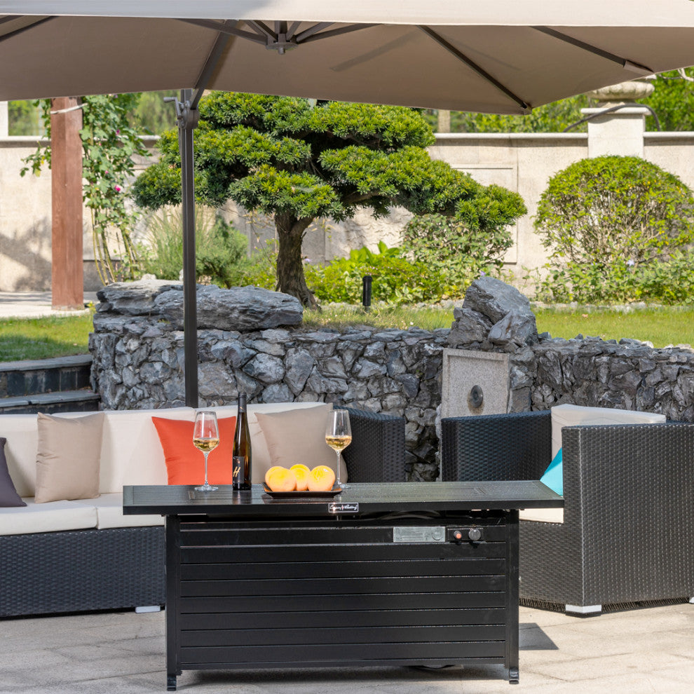 Legacy Heating Aluminum Rectangular Fire Pit Table, Hammered Black