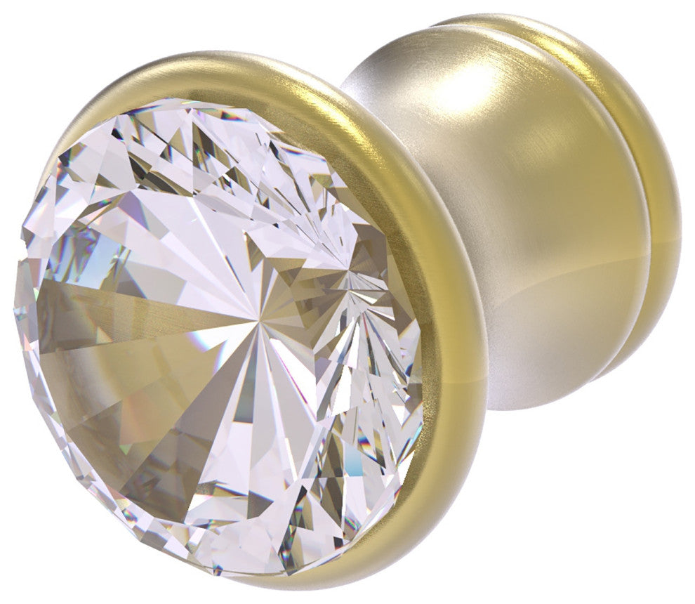 Carolina Crystal Cabinet Knob, Satin Brass