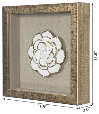 Gold Ceramic Flower Shadow Box Wall DÃ©cor (MS39291AP)