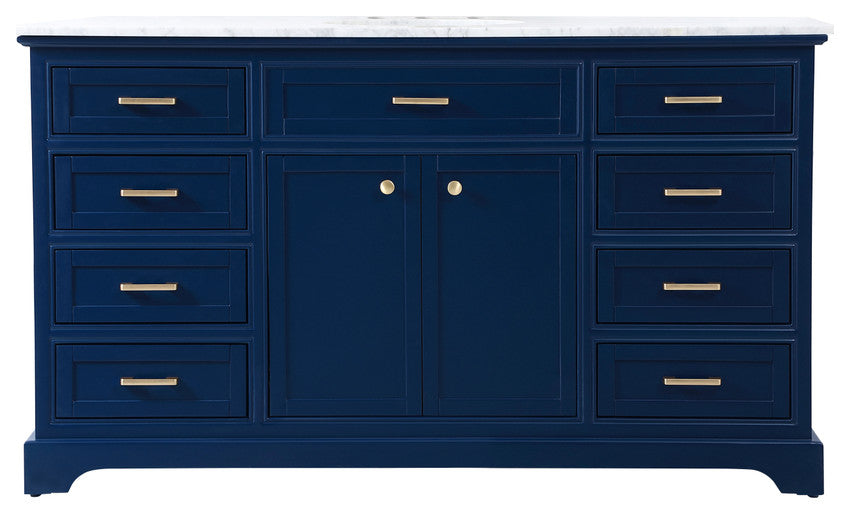 Amber Single Bathroom Vanity, Blue, Blue, 60"