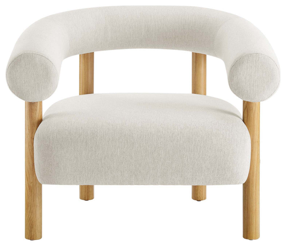 Sable Upholstered Fabric Armchair - Ivory Natural