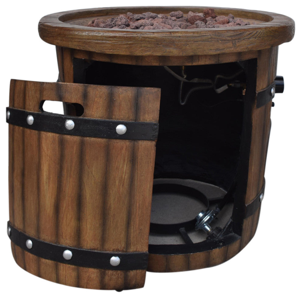 GDF Studio Muriel Outdoor 25" Concrete Round Fire Pit 40K BTU, Dark Brown