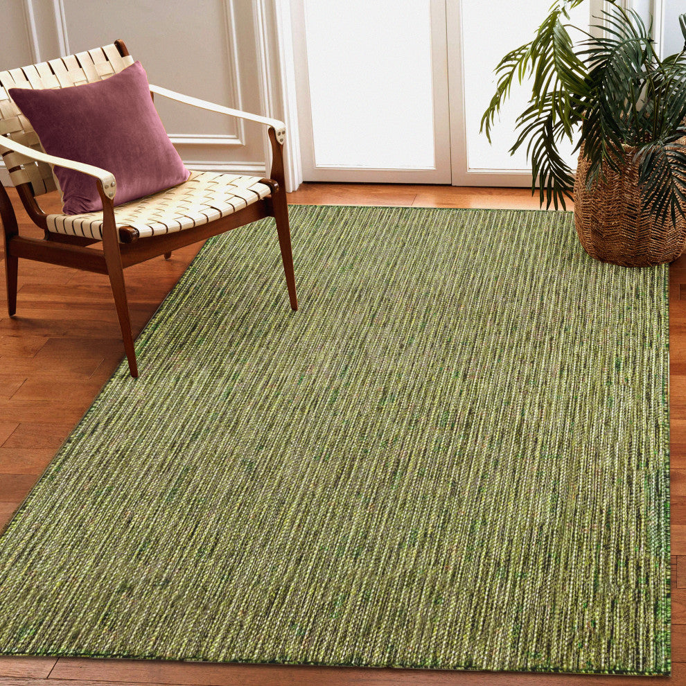 Carmel Texture Stripe Indoor/Outdoor Rug, Green, 4'10"x7'6"