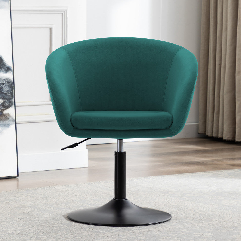 Minimalist Swivel Barrel Chair, Atrovirens-Velvet