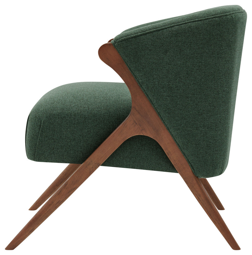 Florence Fabric Accent Chair Brown Legs, Havana Green