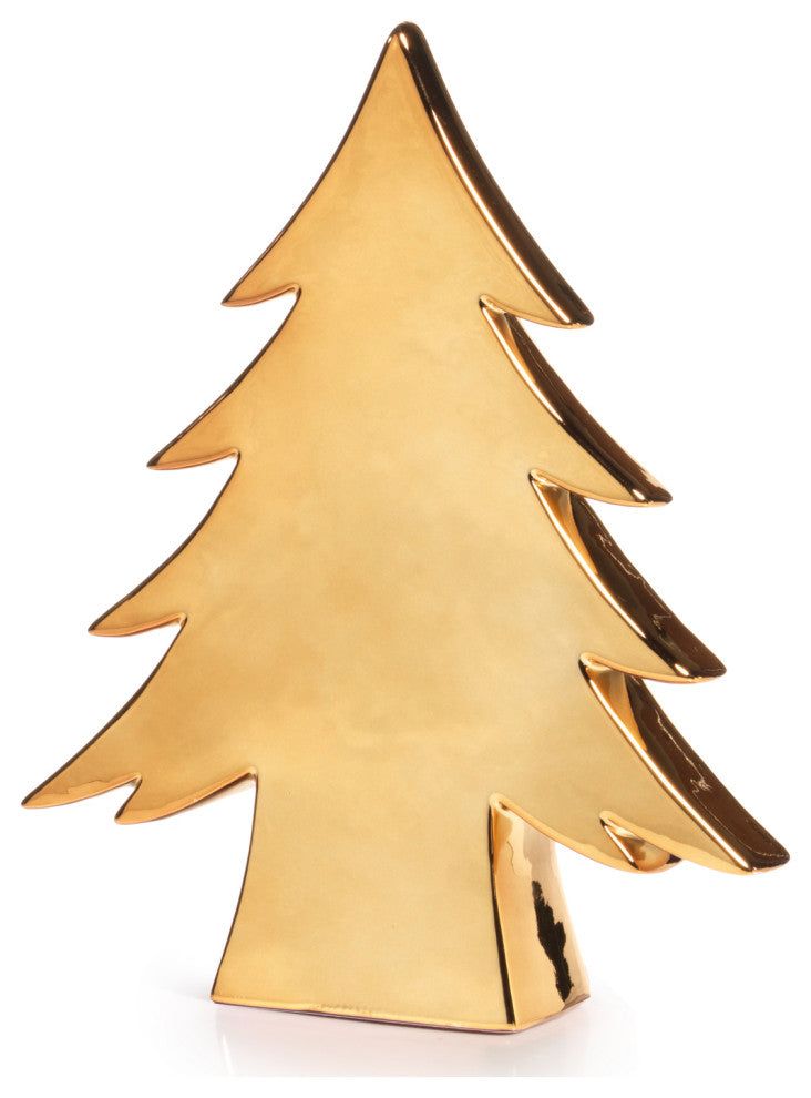 Teton 10.75-Inch Tall Gold Ceramic Tree