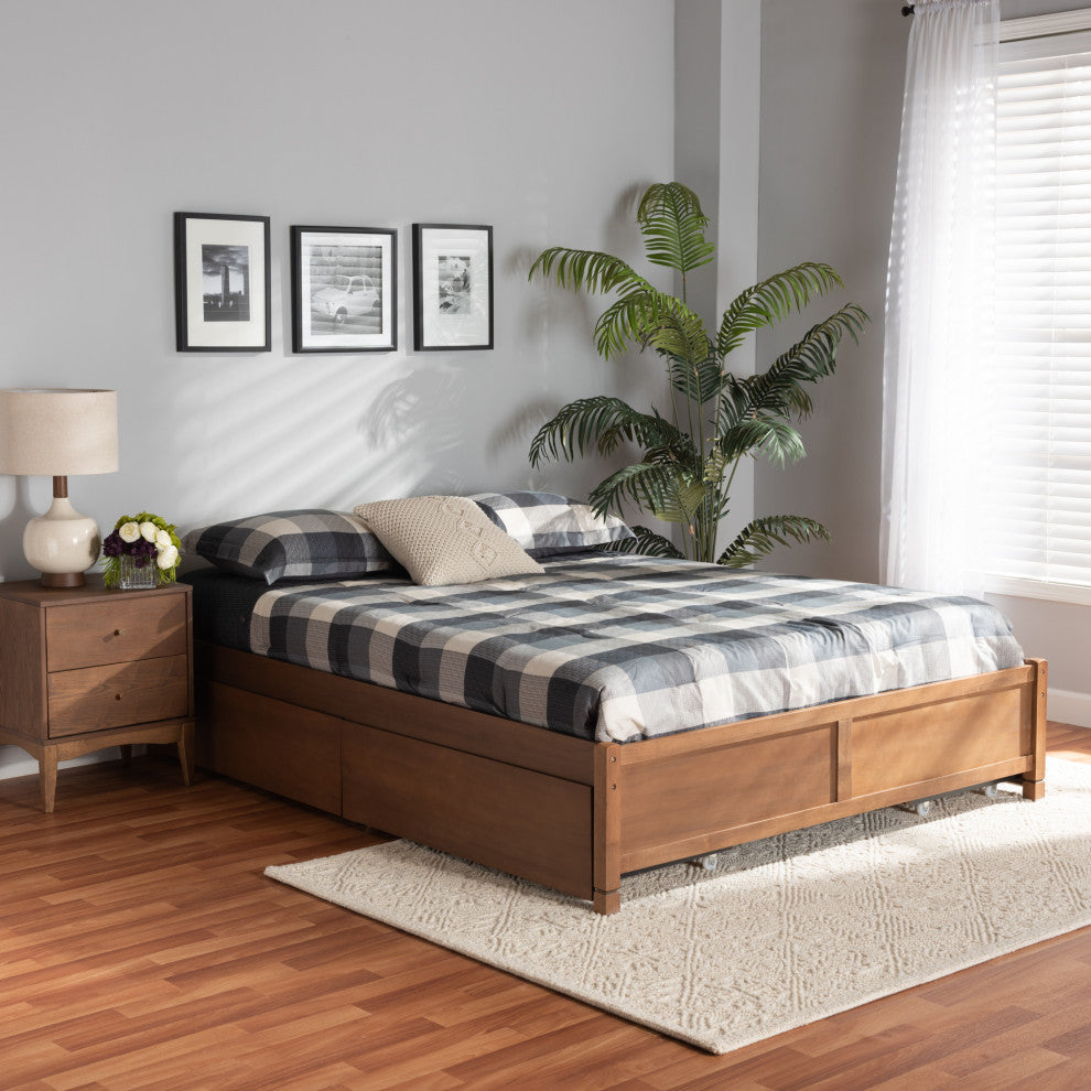 Yara Modern Brown Finished Wood Full Size 4-Drawer Platform Storage Bed Frame