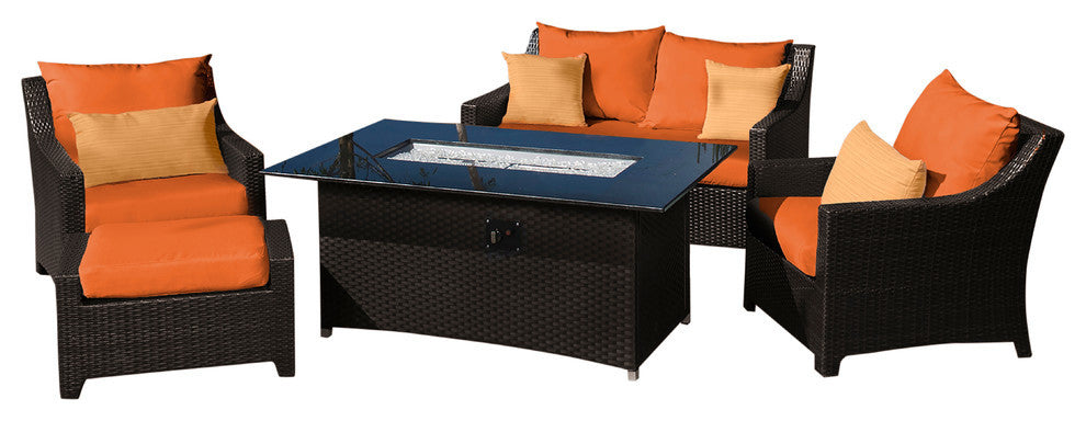 Deco 5 Piece Sunbrella Outdoor Patio Love and Club Fire Set, Tikka Orange