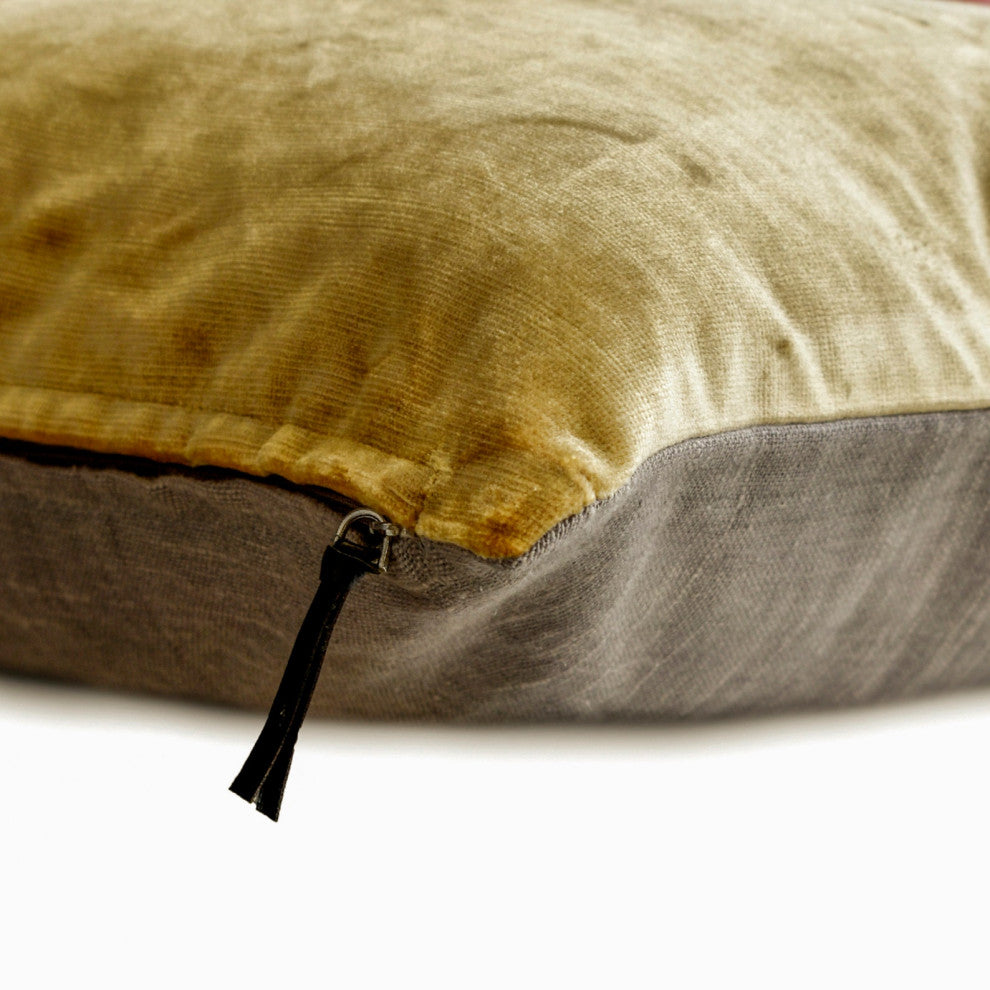 Gold Velvet Pillowcase 24"x24" Pillow Cover Top Zipper - Velvet Gold Jules