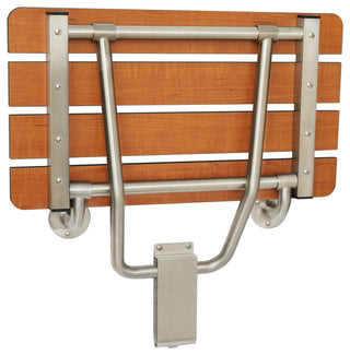 ADA Folding Wall Mount Teak Phenolic Bathroom Shower Seat Bench, 32"