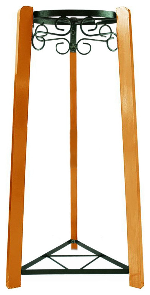 Goldwell Designs 32" 2-Step Metal & Wood Stand, Green Metal