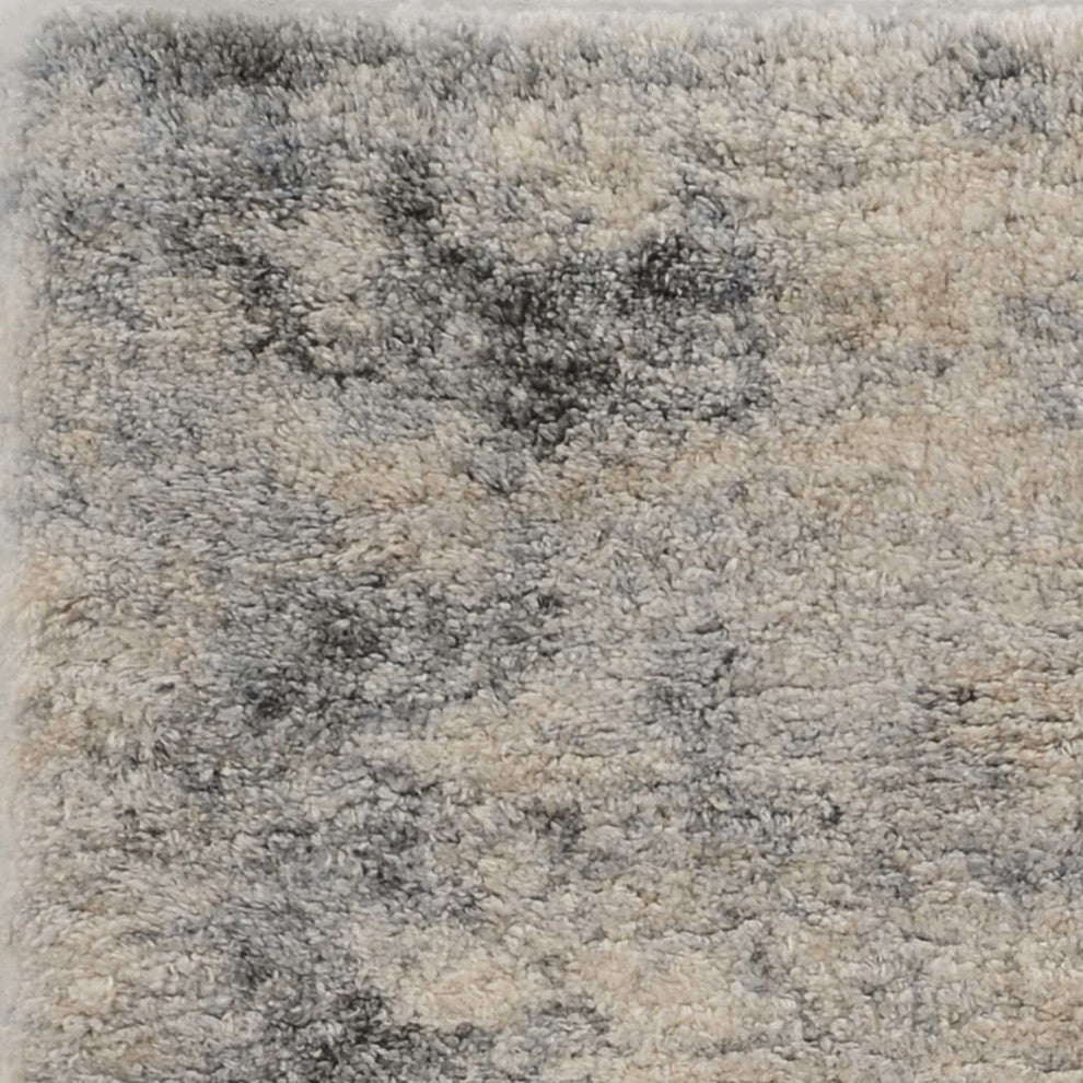 HomeRoots 9'x13' Ivory Blue Machine Woven Abstract Indoor Area Rug