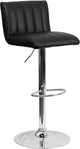 Estella Low-Back Black Vinyl Adjustable Barstool, Footrest, Swivel
