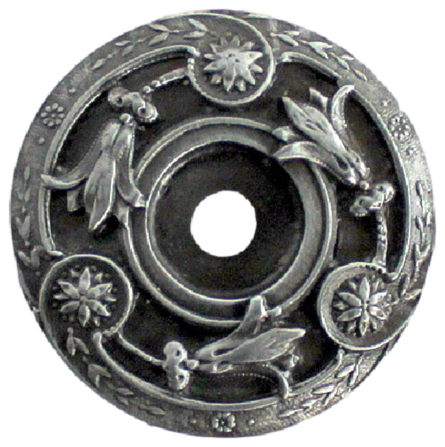 Jeweled Lily Back Plate, Antique Pewter